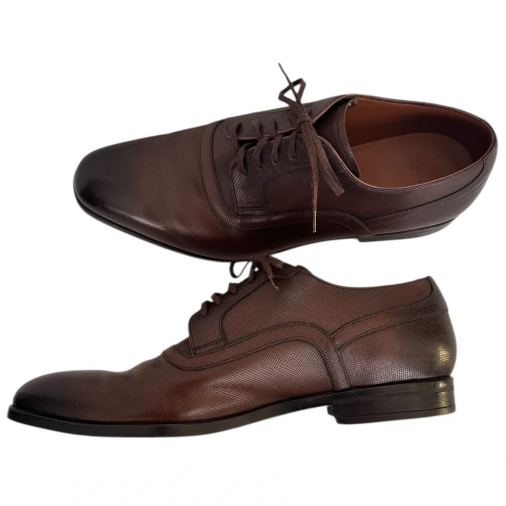 Bally Men's Lauron Oxford Brown Ombré Leather Derby Shoes Size 9.5 D US / 8.5 EU